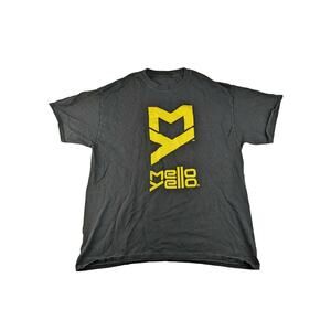 Mellow Yellow Men's T Shirt Logo Spell Out Black & Yellow Size L